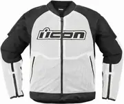 Icon Overlord3 Mesh Motorcycle Textile Jacket, black-white, Size XL for Men Black White