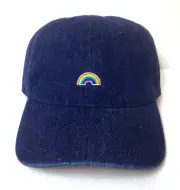 $24 Womens DENIM BLUE JEAN RAINBOW HAT Relaxed Dad Cap Adjustable OSFM Ladies