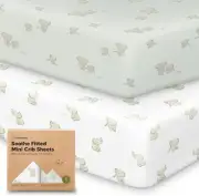 2-Pack Organic Mini Cot Sheets Fitted - Organic Cotton Pack N Play Sheets for Gr