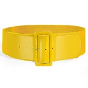 Elastic Belt Ladies Fashion Dress Decoration Versatile Wide Girdle Yellow 107cm(42Inch)