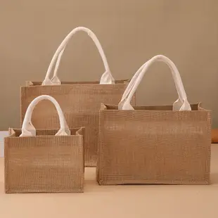 MUJI無印良品亞麻手提袋飯盒袋防水麻布袋改造手繪環保購物袋定制
