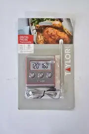 Taylor Digital Probe Thermometer Instant Read Red Countdown Timer Alarm
