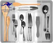 Hexa 5-Divider Expandable Silverware Tray, Buildup-Resistant Kitchen Drawer Orga