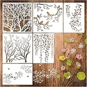 Tree Leaf Vine Stencils for Painting on Wood, Large Bird Branches Stencils, Reusable for Crafts, Wood Burning, Drawing, Art, Paint, Wall, Furniture, Cookie, Canvas