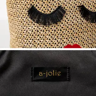 「現貨」 a-jolie 經典紅唇 藤編包 刺繡睫毛 托特包 手提包