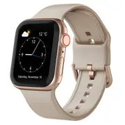 For Apple Watch Series 3,42-mm Case,Pin Buckle Silicone Watch Band,Milk Tea