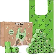 Dog Poo Bags Biodegradable Large Poop Bags with Tie Handle Recycle Leak-Proof 20 Rolls 240 Bags 11 * 15 Inch Green Doggy Waste Bags for Cat Little Unscented