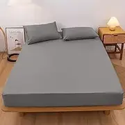 AULIFLOWER Fitted Sheets, Bed Sheets, Bed Cover, Absorbent and Quick Drying, Suitable for Mattresses 5-30cm Thickness, Mattress Cover, Skin-friendly, Washable, All Seasons, Comfortable, Single, 39.4 x