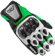 Berik Namib Motorcycle Gloves, black-white-green, Size XL for Men Black White Green