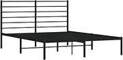 vidaXL Double Bed Frame with Headboard - Classic Metal Construction, Black, 137x187 cm Bed Size, Extra Storage Space, Assembly Required