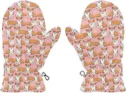 [Joisal] Cute Welsh Corgi Pattern Pink Insulated Gloves for Kids, Youth Medium Winter Gloves, Soft and Warm, Boys Gloves Winter, Medium, Cute Welsh Corgi Pattern Pink