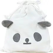 PAM018 Stream Market Drawstring Bag, Mochi, Panda, Stylish, White, Drawstring Pouch, Small Storage, Cute, Simple, Panda Goods, Present