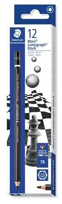 Staedtler Pencil 7B Mars Lumograph Black Drawing Drawing Carbon Lead 12 Pieces