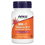 NOW Foods, MK-7 Vitamin K-2, Extra Strength, 300 mcg, 60 Veg Capsules