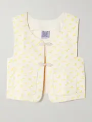 [Thierry Colson] Thierry Colson - Alois Quilted Printed Cotton-voile Vest - Yellow - large large Yellow