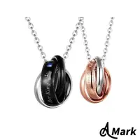 在飛比找momo購物網優惠-【A MARK】鈦鋼項鍊 美鑽項鍊/甜蜜暱稱美鑽三戒環造型3