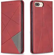 Magnetic Phone Cases Apple iPhone 7 8 Plus 7plus 8plus A1784 A1661 A1905 Leather case Wallet Card Slots Clip iphone7 iphone8 Plus A1778 A1660 A1897 flip Cover (Red,iPhone 7plus/8plus)