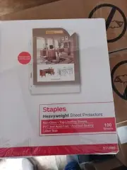 New Staples Heavy Weight Sheet Protectors 8.5" x 11" Non-Glare 100 sheets
