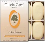 Olivia Care Bath & Body Bar Mandarin Soap 4 Pack Gift Box Organic, Vegan & Natural Contains Olive Oil Repairs, Hydrates, Moisturizes & Deep Cleans Good for Sensitive Dry Skin Made in USA