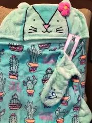 JUSTICE BLANKET CACTUS KITTEN( I’M A CAT-TUS/ I’M TOTALLY PAWSOME) CUDDLY CUTE
