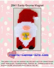 Santa Gnome Magnet- Plastic Canvas Pattern or Kit