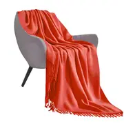 SOGA Orange Acrylic Knitted Throw Blanket Solid Fringed Warm Cozy Woven Cover Couch Bed Sofa Home Decor