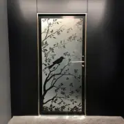 Elegant Frosted Black Tree Silhouette Decal for Glass Doors or Windows -