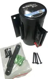 10 ft Retractable Belt Barrier, Wall Mount, Black, RETRACTA-BELT WM700SB-BK-RE