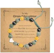 [Xiyantiji] Granddaughter Gifts Inspirational Bracelet for Women Christmas Birthday Gifts for Granddaughter Natural Stone Bracelets from Grandma Nana Grandpa to Granddaughter Back to School Graduation Gifts