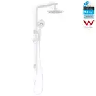 Matt White Twin Shower Head Sliding Rail Set System Hand Held Diverter Round