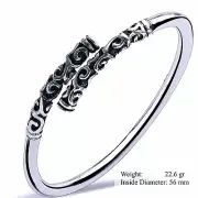 Bangle Real 925 Sterling Silver Filled Solid Oxidized Engraved Cuff Bracelet