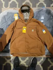 Mens Brown Carhartt Size 2XL Relaxed Fit Sherpa Lined Utility Jacket OJ3826M