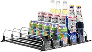 [Mtxorvix] Drink Organizer for Fridge, 5 Rows Soda Can Dispenser, Automatic Glide Refrigerator Organizer, Width Adjustable, Self-Pushing (Black)