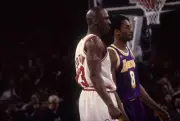 All Star Game Los Angeles Lakers Kobe Bryant and Chicago Bulls Mic- Old Photo