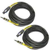 2 PLOYNK Neutrik NL4FX TO 1/4 speakon 12 ga gauge PA DJ speaker cable 50 ft foot