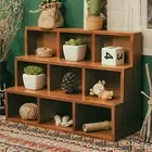 Wood Ladder Lattice Bracket Floating Wall Shelf for Jewelry Action Figure