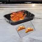 Roasting Pan with Rack Oven Baking Mesh Tray Heavy Duty Baking Tray Oven Roaster