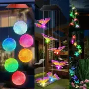 Solar LED Color Changing Wind Chimes Light Hummingbird Garden Hanging Decro Lamp