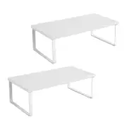 SOGA 2X 40cm White Computer Monitor Elevated Stand Desktop Support Station Rack