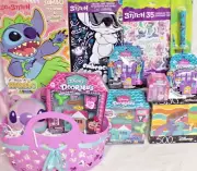 NEW DISNEY STITCH TOY GIFT BASKET DOORABLES PLAY SET TOY LOT PLUSH PUZZLE BOOK
