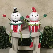 Johanna Parker Snowman Cupcake Shelf Sitters - Set of 2 - Santa Hat Christmas