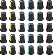Be In Your Mind 30PCS Potentiometer Control Knob 6mm Knurled Shaft Hole 15.5x15mm for Audio Equipment Car Radio Amplifier White/Red/Orange/Blue/Green/Yellow