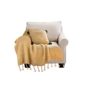 SOGA Coffee Knitted Throw Blanket with Tassel Fringe