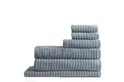 6pc Canningvale Alessia Cotton Bamboo Quick Drying Rib Towel Set Fresco Blue