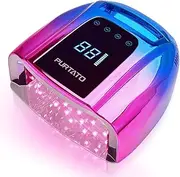 Purtato Professional Rechargeable 96W UV LED Portable Cordless Nail Dryers Nails Lamp Machine with Removable Stainless Steel Bottom, 4 Timer Setting and Smart Sensor (Blue&Purple)