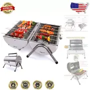 Compact Foldable Stainless Steel Grill - Perfect for Camping & Backyard Cookouts