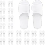 Frcctre 20 Pairs Disposable Slippers, Open Toe Comfortable Cotton Disposable Spa Slippers, Bulk Unisex Non-Slip Disposable Guests Slippers for Home Hotel Travel Train Use, White