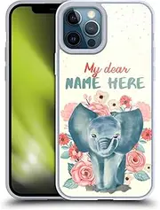 Custom Customised Personalised Baby Cases Baby Elephant Name Gel Case [Military Grade Protection] Compatible with Apple iPhone 12 Pro Max