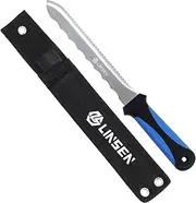 PAXLINSEN Stainless Steel Garden Knife with 7.8" Blade, Double Side Utility Sod Cutter Lawn Repair Garden Knife with Nylon Sheath (blue)