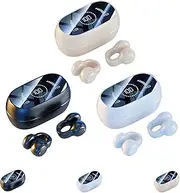 Morrat Ear Clip Headphones, Wireless Ear Clip Bone Conduction Headphones, V5.2 with LED Intelligent Display, 9D Surround Sound, Ipx4 Waterproof (One Each)